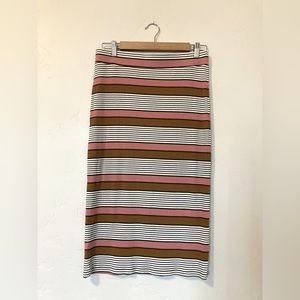 Loft Striped Midi Pencil Skirt